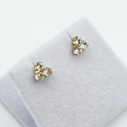 14K Yellow Gold Genuine Aquamarine Stud Earrings