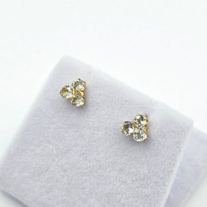 14K Yellow Gold Genuine Aquamarine Stud Earrings