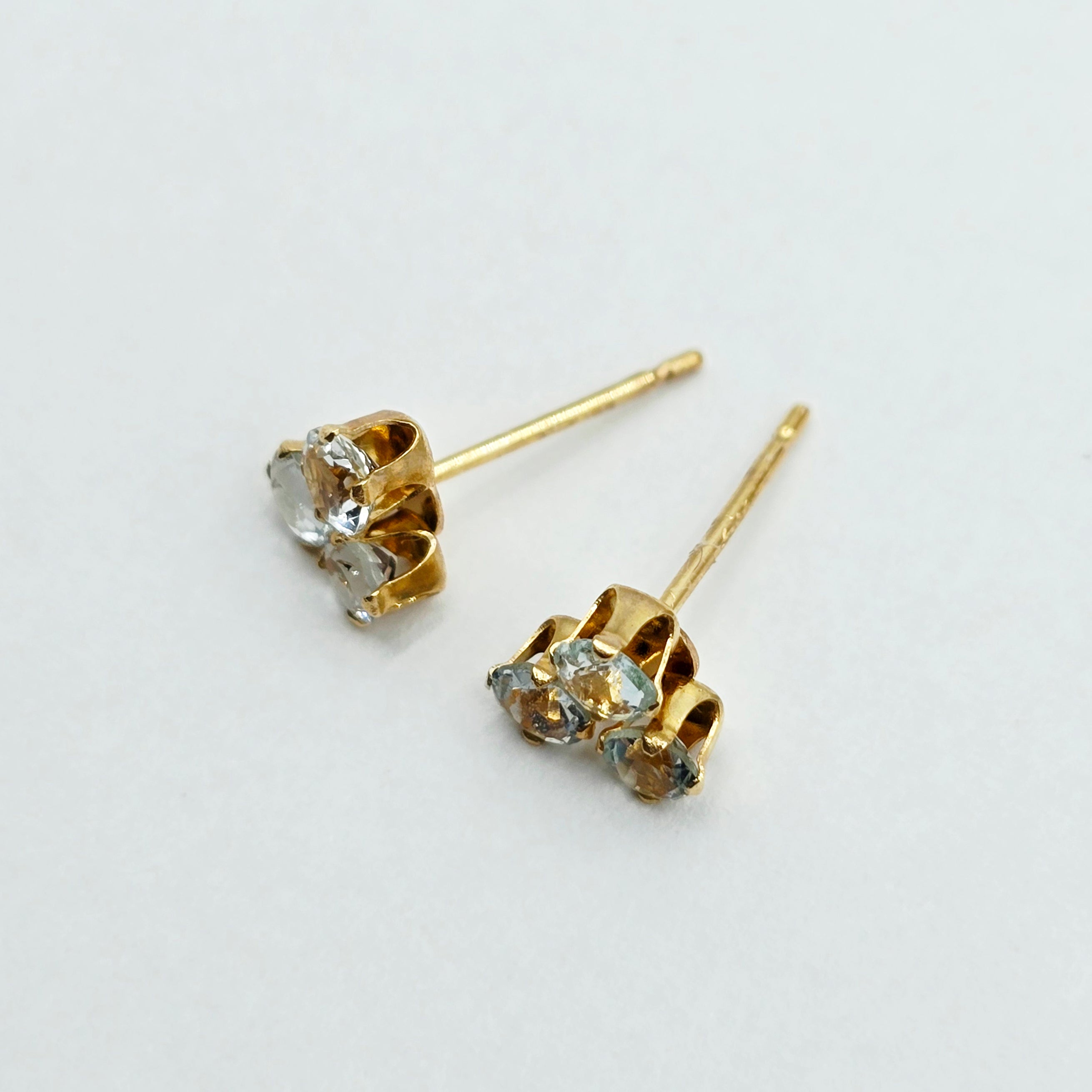 14K Yellow Gold Genuine Aquamarine Stud Earrings