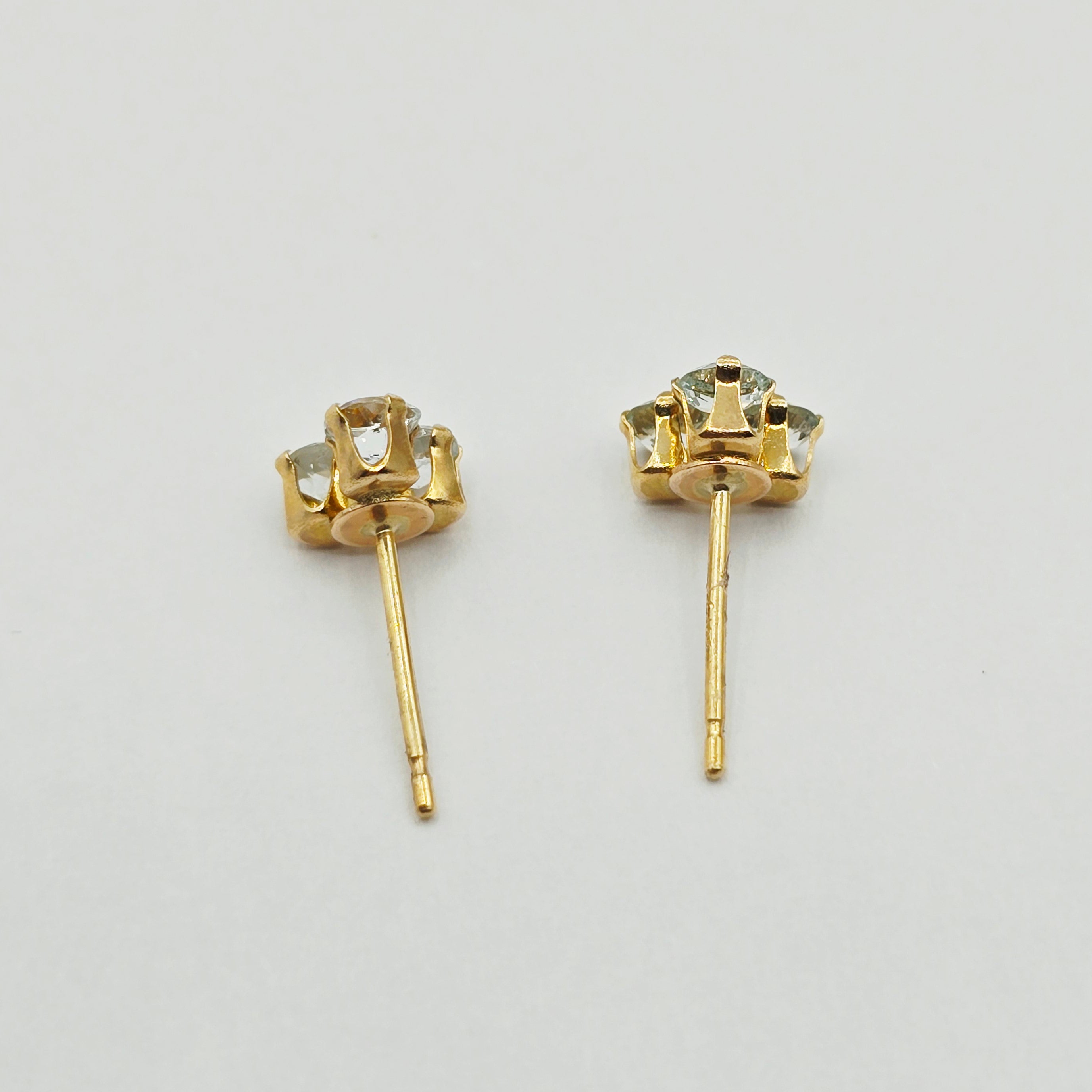 14K Yellow Gold Genuine Aquamarine Stud Earrings