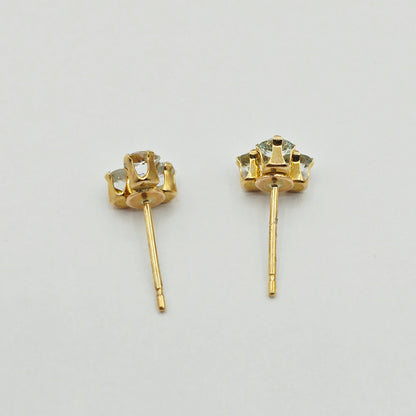 14K Yellow Gold Genuine Aquamarine Stud Earrings