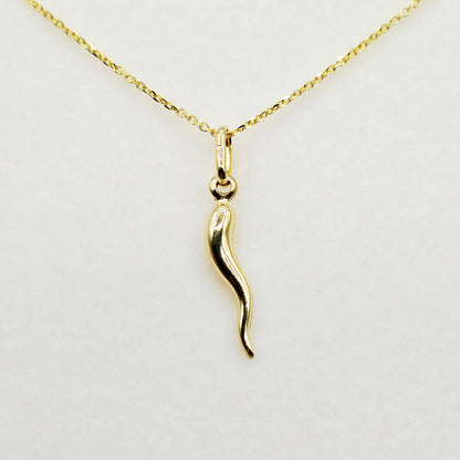 10K Yellow Gold Italian Horn Pendant, Cornicello Charm, Italian Good Luck Amulet, Gold Horn Necklace Charm, Protection Jewelry