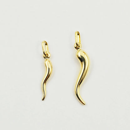 10K Yellow Gold Italian Horn Pendant, Cornicello Charm, Italian Good Luck Amulet, Gold Horn Necklace Charm, Protection Jewelry