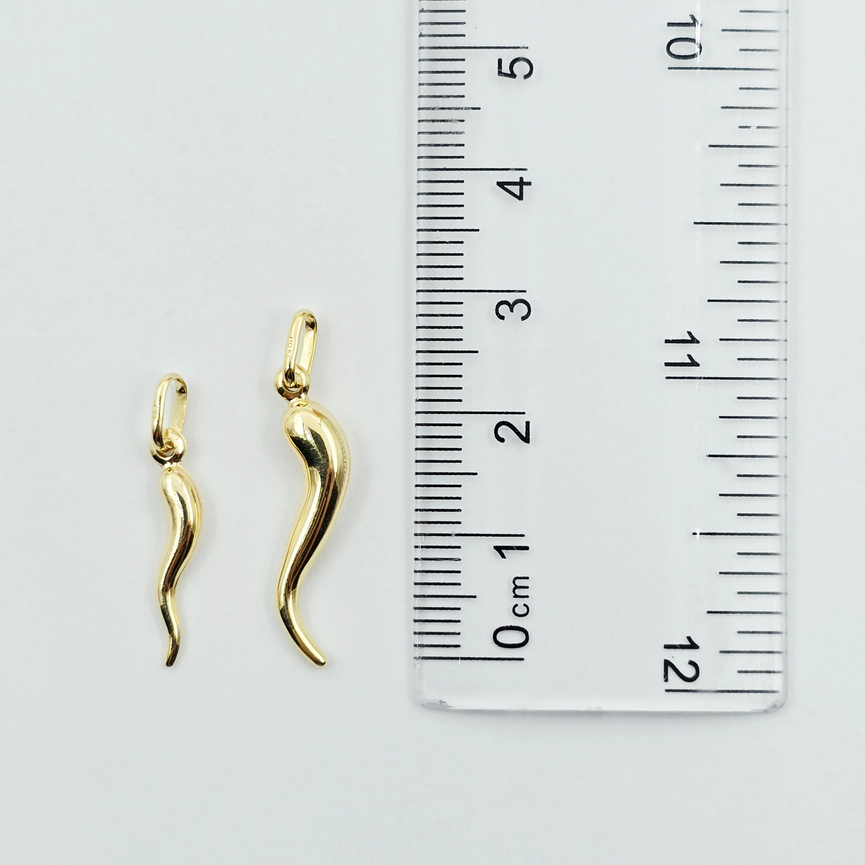 10K Yellow Gold Italian Horn Pendant, Cornicello Charm, Italian Good Luck Amulet, Gold Horn Necklace Charm, Protection Jewelry