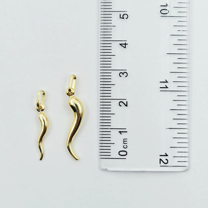 10K Yellow Gold Italian Horn Pendant, Cornicello Charm, Italian Good Luck Amulet, Gold Horn Necklace Charm, Protection Jewelry