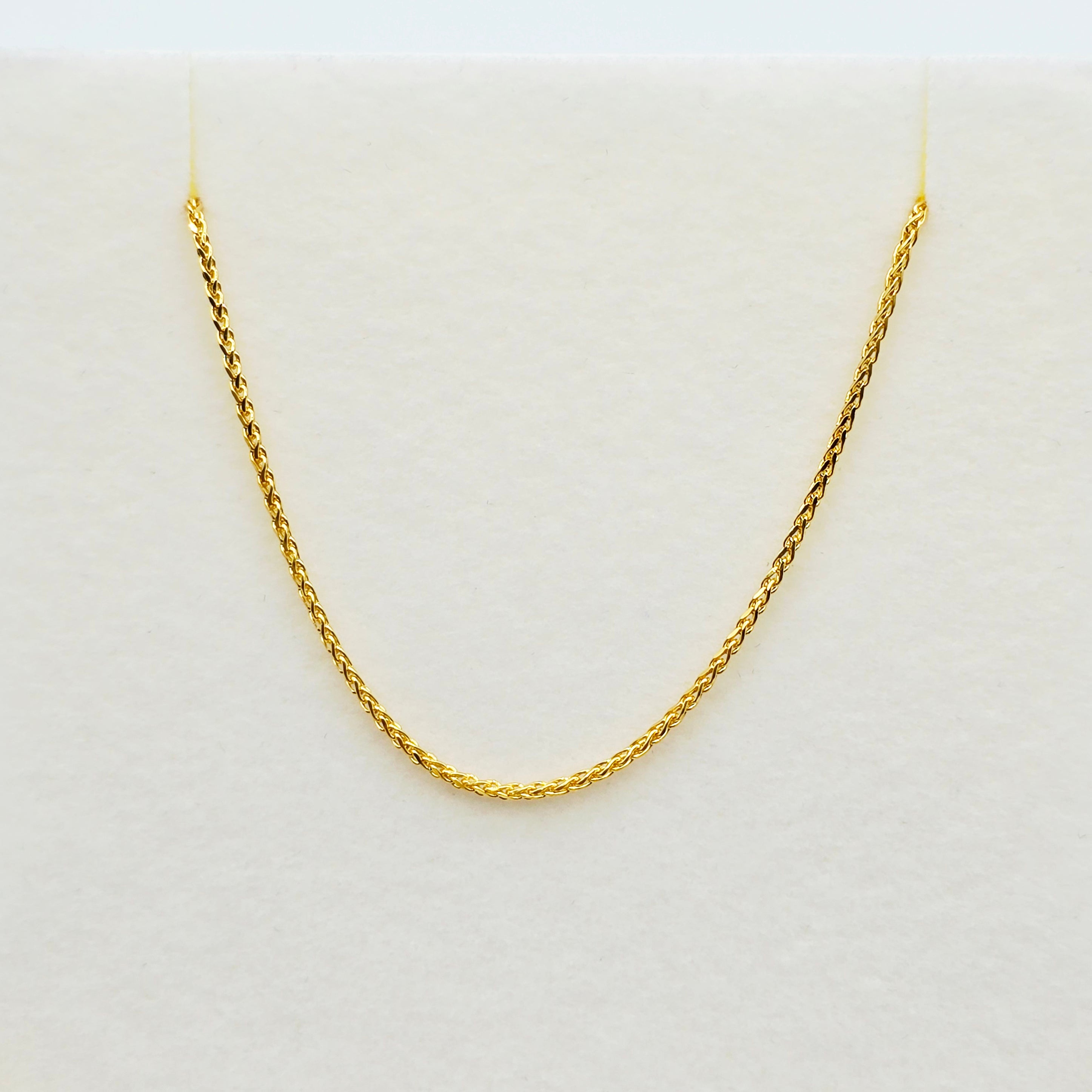 10K Solid Yellow Gold Wheat Chain Necklace, 18 Inch 1mm Dainty Gold Chain, Fine Gold Necklace, Pendant Chain, Everyday Jewelry