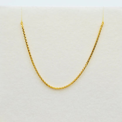 10K Solid Yellow Gold Wheat Chain Necklace, 18 Inch 1mm Dainty Gold Chain, Fine Gold Necklace, Pendant Chain, Everyday Jewelry