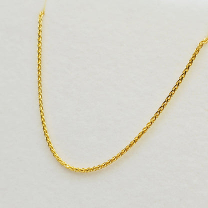 10K Solid Yellow Gold Wheat Chain Necklace, 18 Inch 1mm Dainty Gold Chain, Fine Gold Necklace, Pendant Chain, Everyday Jewelry