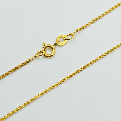 10K Solid Yellow Gold Wheat Chain Necklace, 18 Inch 1mm Dainty Gold Chain, Fine Gold Necklace, Pendant Chain, Everyday Jewelry