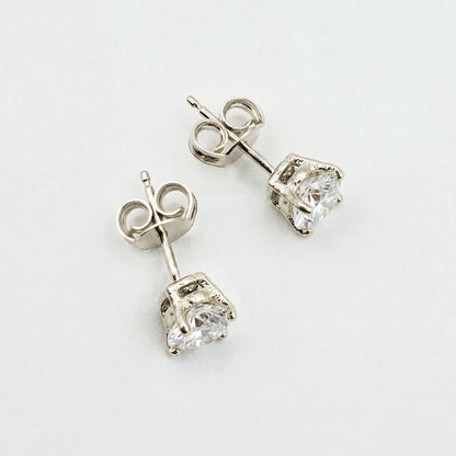 14K Solid Gold Lab Grown Diamond Stud Earrings, Round Brilliant, White or Yellow Gold