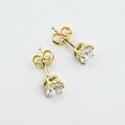14K Solid Gold Lab Grown Diamond Stud Earrings, Round Brilliant, White or Yellow Gold