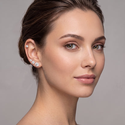 14K Solid Gold Lab Grown Diamond Stud Earrings, Round Brilliant, White or Yellow Gold