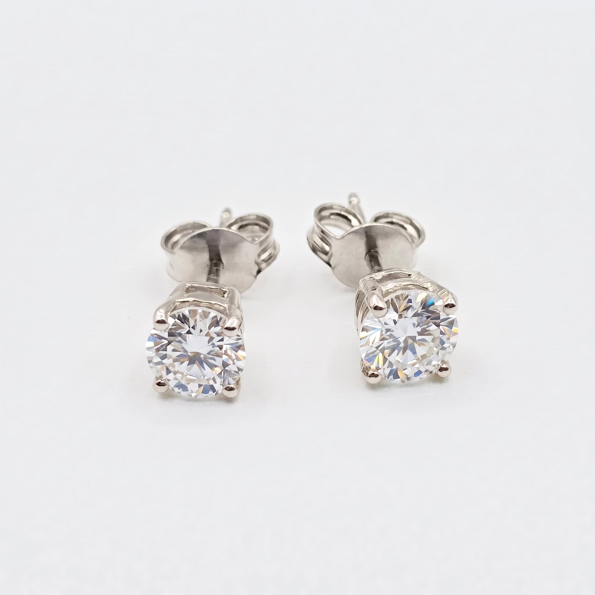 14K Solid Gold Lab Grown Diamond Stud Earrings, Round Brilliant, White or Yellow Gold