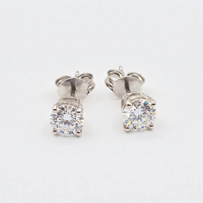 14K Solid Gold Lab Grown Diamond Stud Earrings, Round Brilliant, White or Yellow Gold