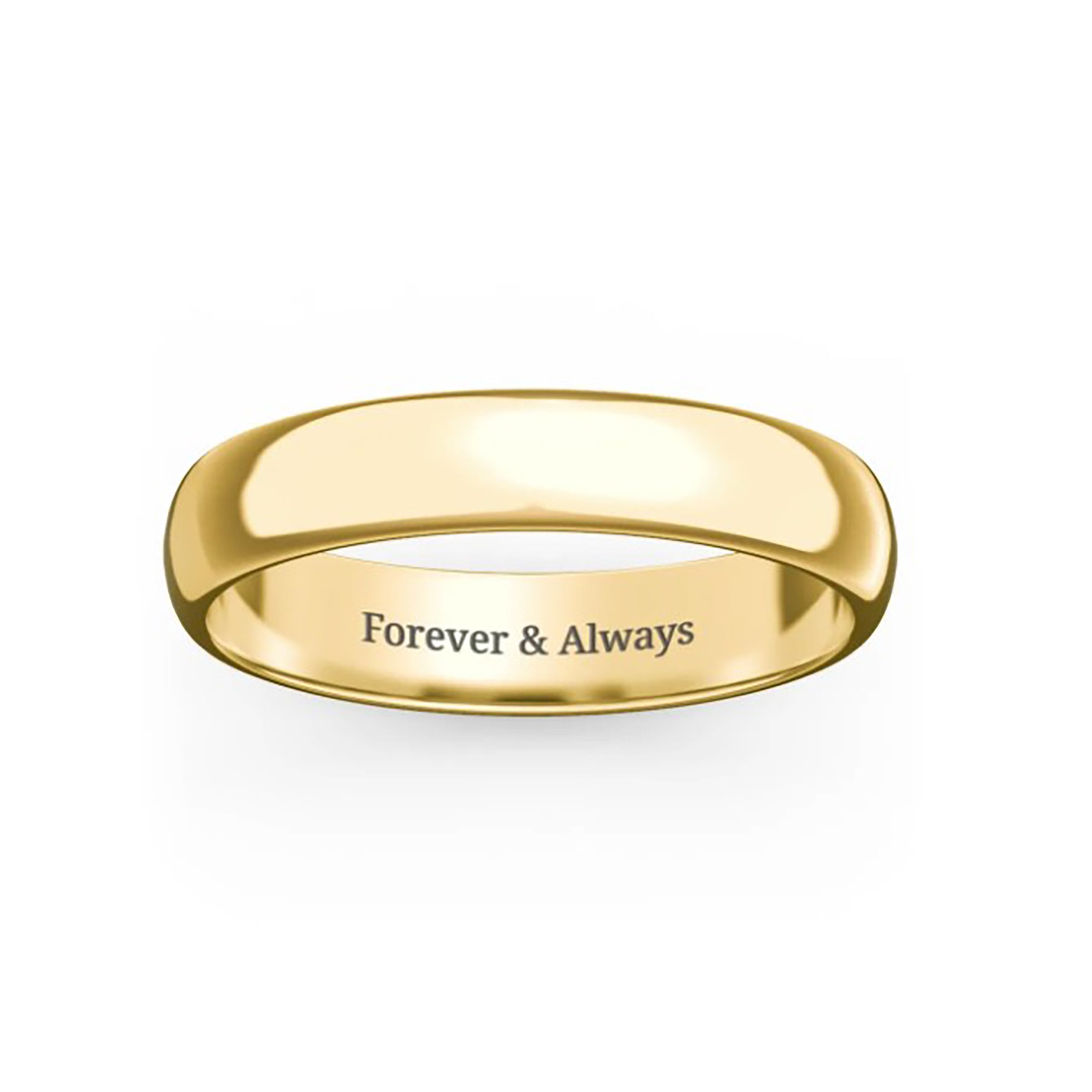 Solid Gold Wedding Band 4mm, Yellow or White Gold Wedding Ring, Engraved Wedding Band, Classic Gold Ring for Men & Women