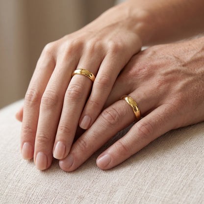 Solid Gold Wedding Band 4mm, Yellow or White Gold Wedding Ring, Engraved Wedding Band, Classic Gold Ring for Men & Women