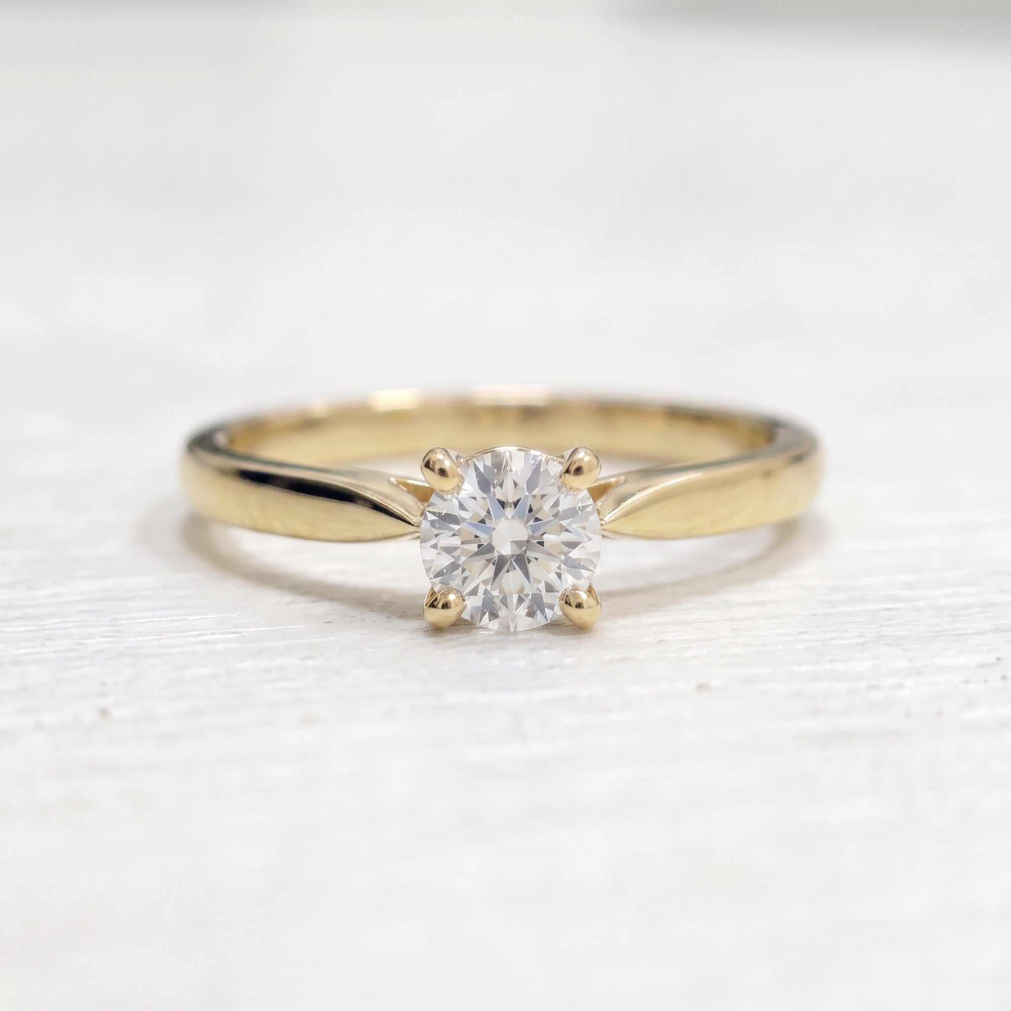 Solid Gold Lab Grown Diamond Ring, 5mm Round Diamond Solitaire Ring, Classic Engagement Ring, Anniversary Ring for Her