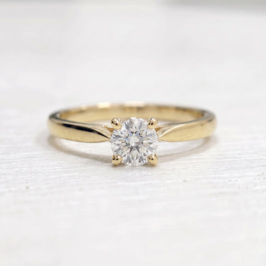 Solid Gold Lab Grown Diamond Ring, 5mm Round Diamond Solitaire Ring, Classic Engagement Ring, Anniversary Ring for Her