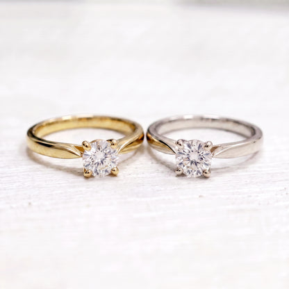 Solid Gold Lab Grown Diamond Ring, 5mm Round Diamond Solitaire Ring, Classic Engagement Ring, Anniversary Ring for Her