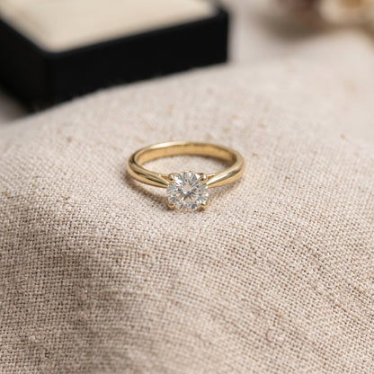 Solid Gold Lab Grown Diamond Ring, 5mm Round Diamond Solitaire Ring, Classic Engagement Ring, Anniversary Ring for Her