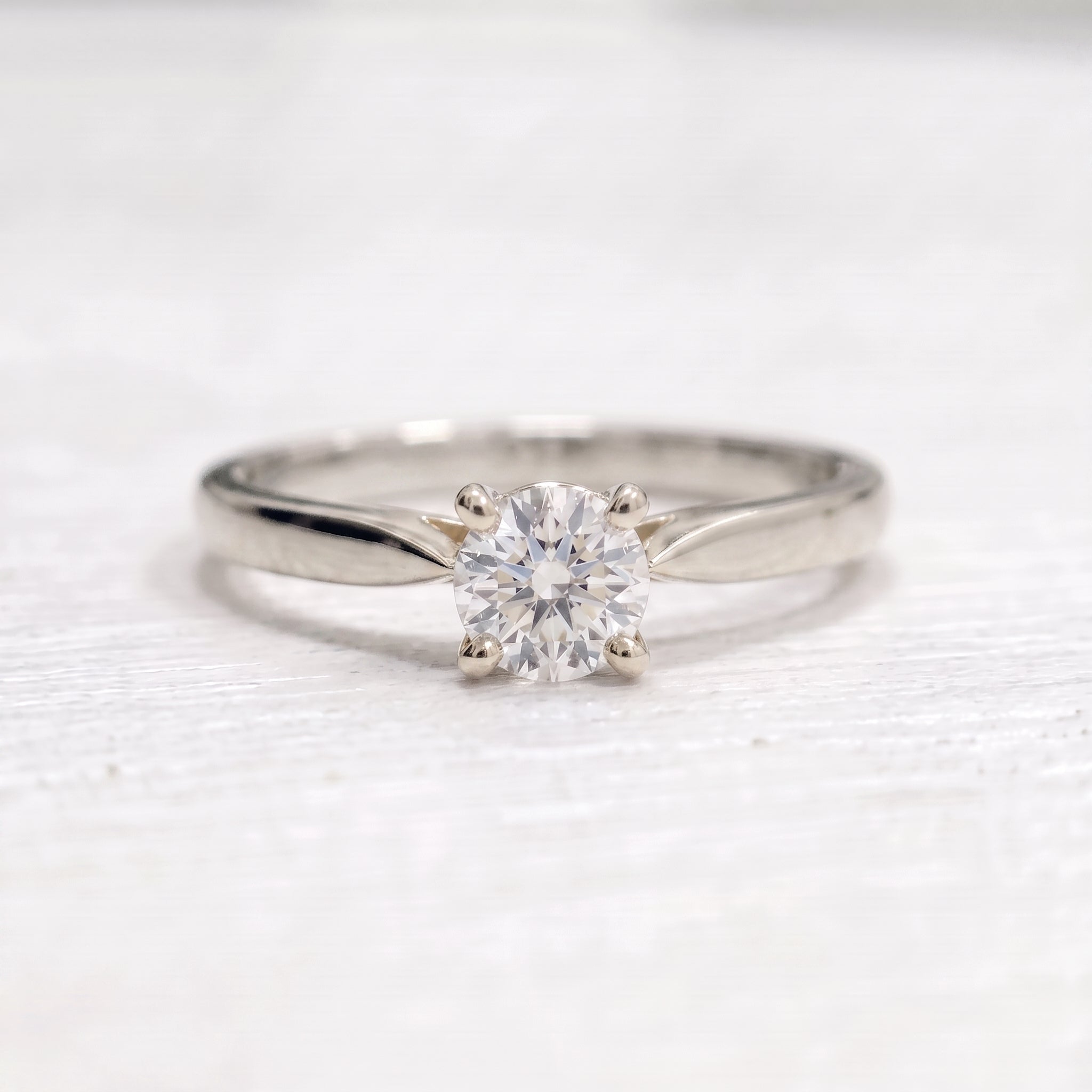 Solid Gold Lab Grown Diamond Ring, 5mm Round Diamond Solitaire Ring, Classic Engagement Ring, Anniversary Ring for Her