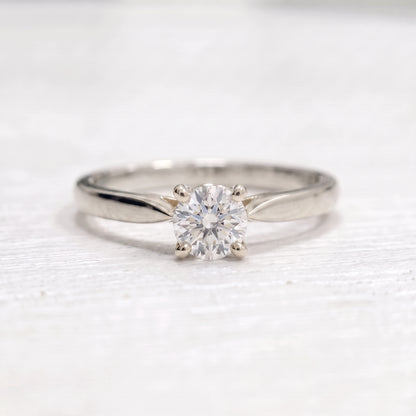 Solid Gold Lab Grown Diamond Ring, 5mm Round Diamond Solitaire Ring, Classic Engagement Ring, Anniversary Ring for Her