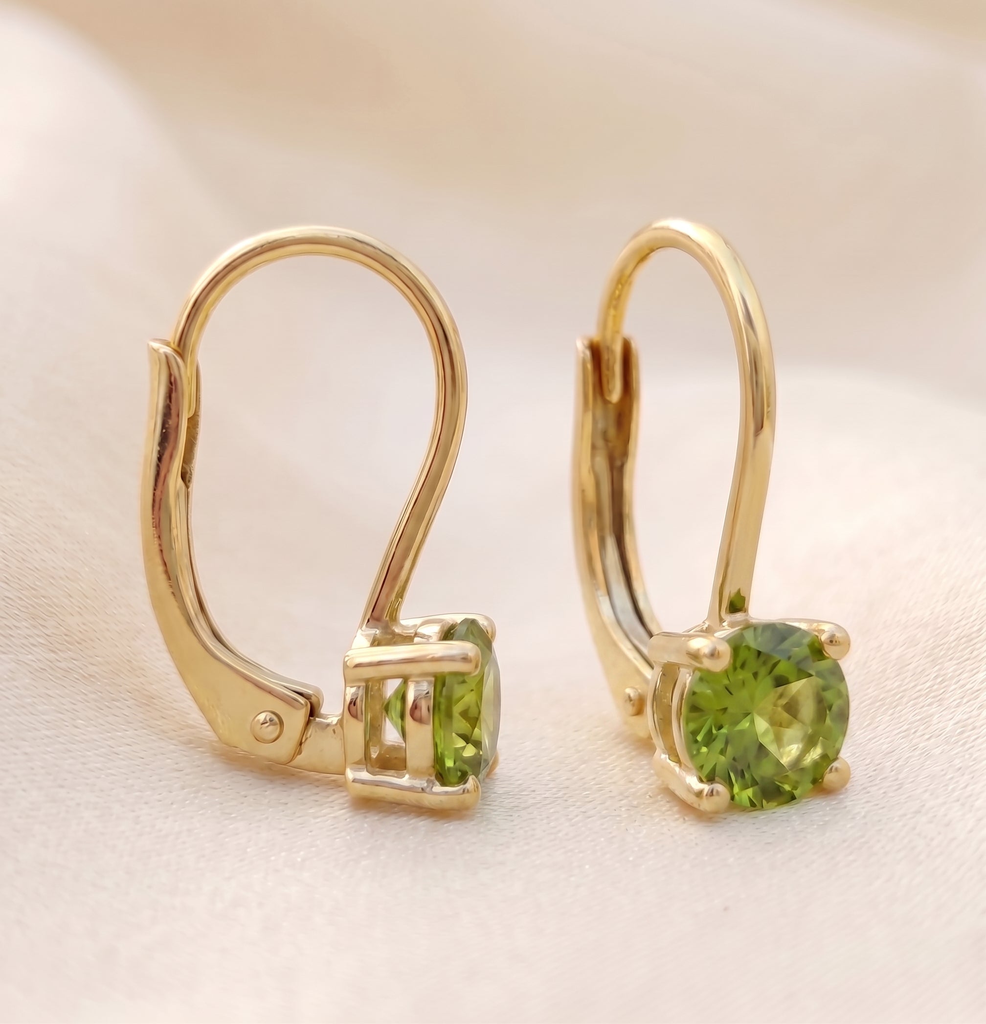14K Yellow Gold Natural Gemstone Lever back Earrings, Birthstone Earrings