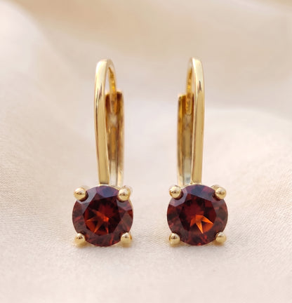 14K Yellow Gold Natural Gemstone Lever back Earrings, Birthstone Earrings