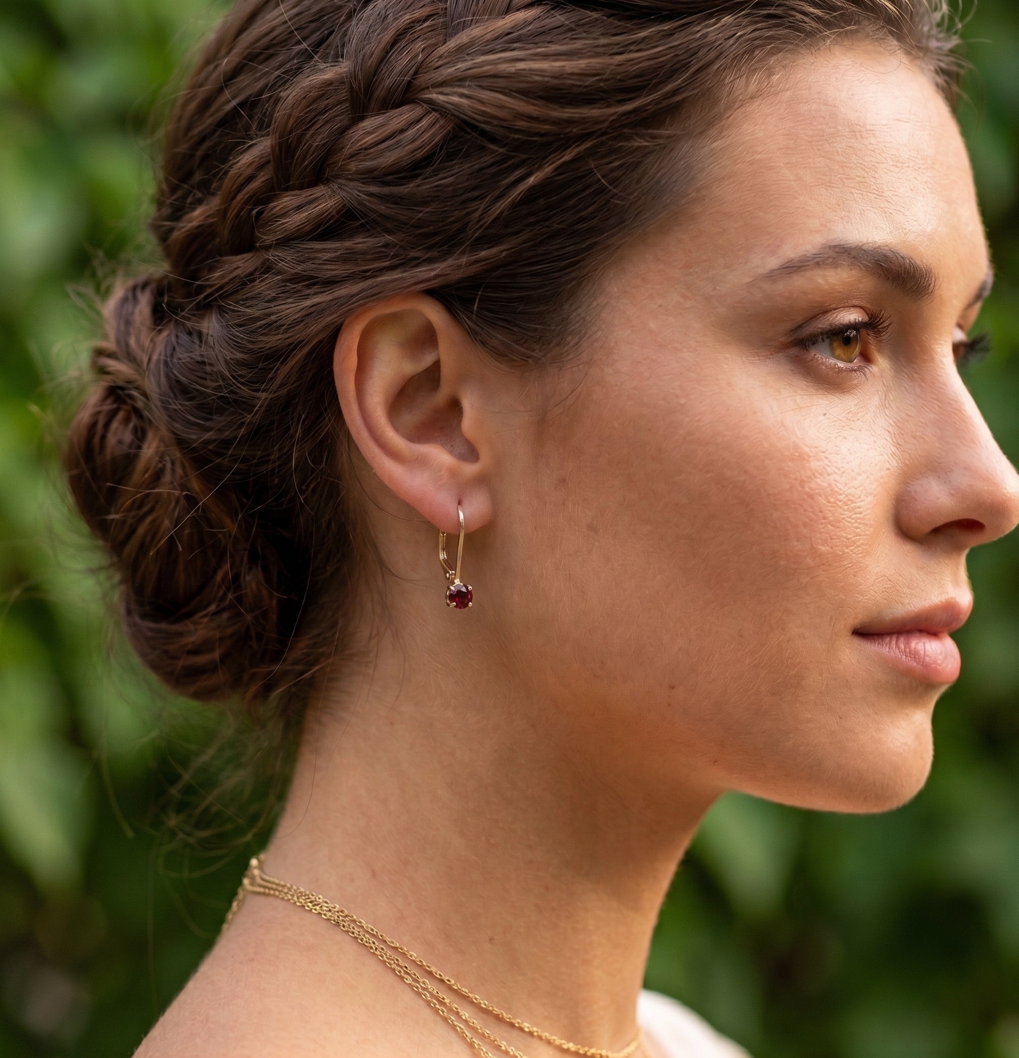 14K Yellow Gold Natural Gemstone Lever back Earrings, Birthstone Earrings