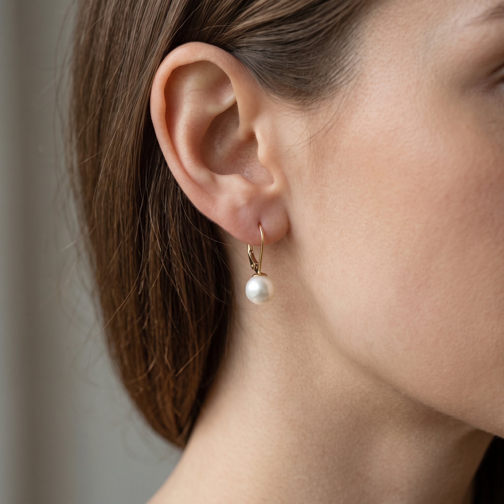 14K Solid Yellow Gold Cultured Freshwater Pearl Drop Earrings