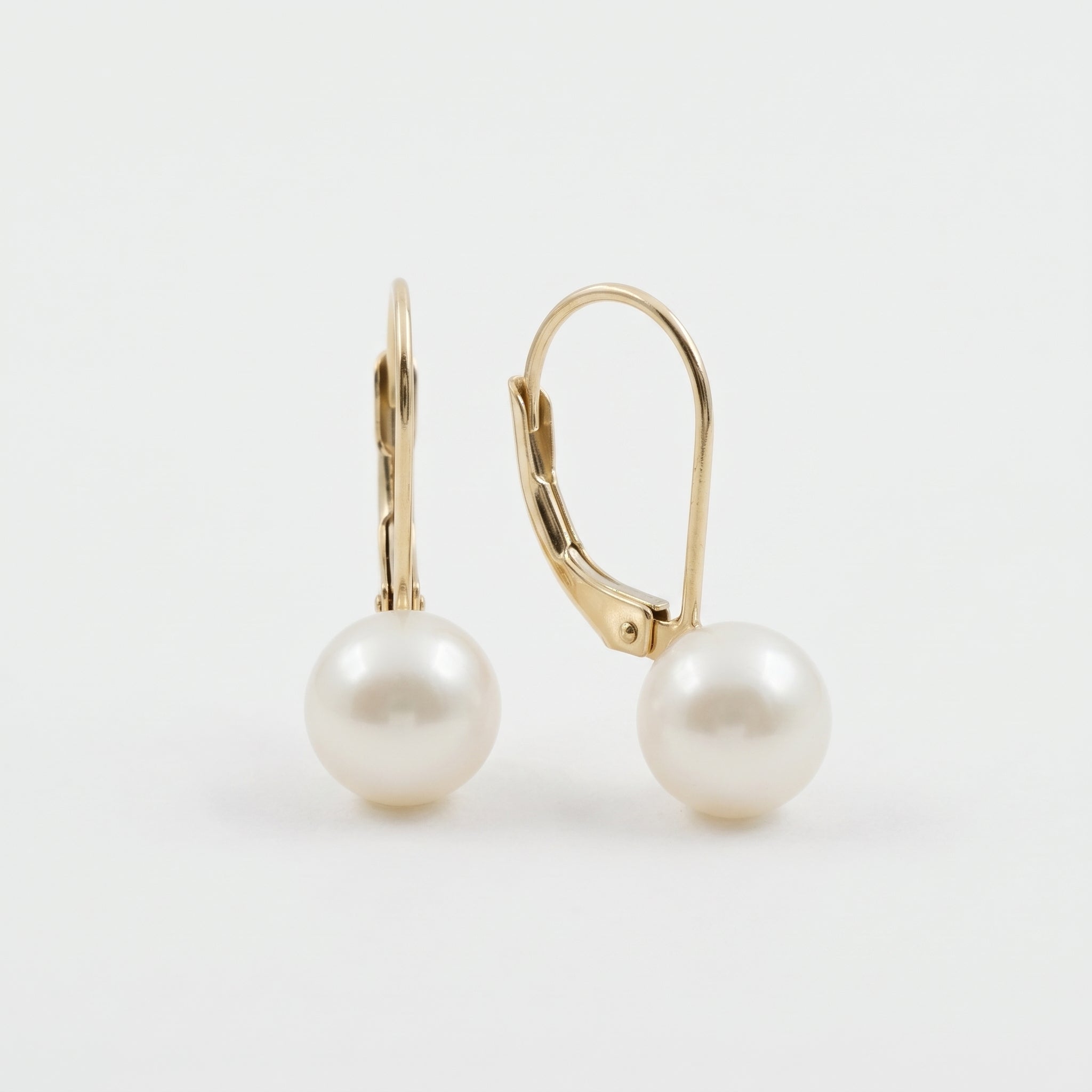 14K Solid Yellow Gold Cultured Freshwater Pearl Drop Earrings