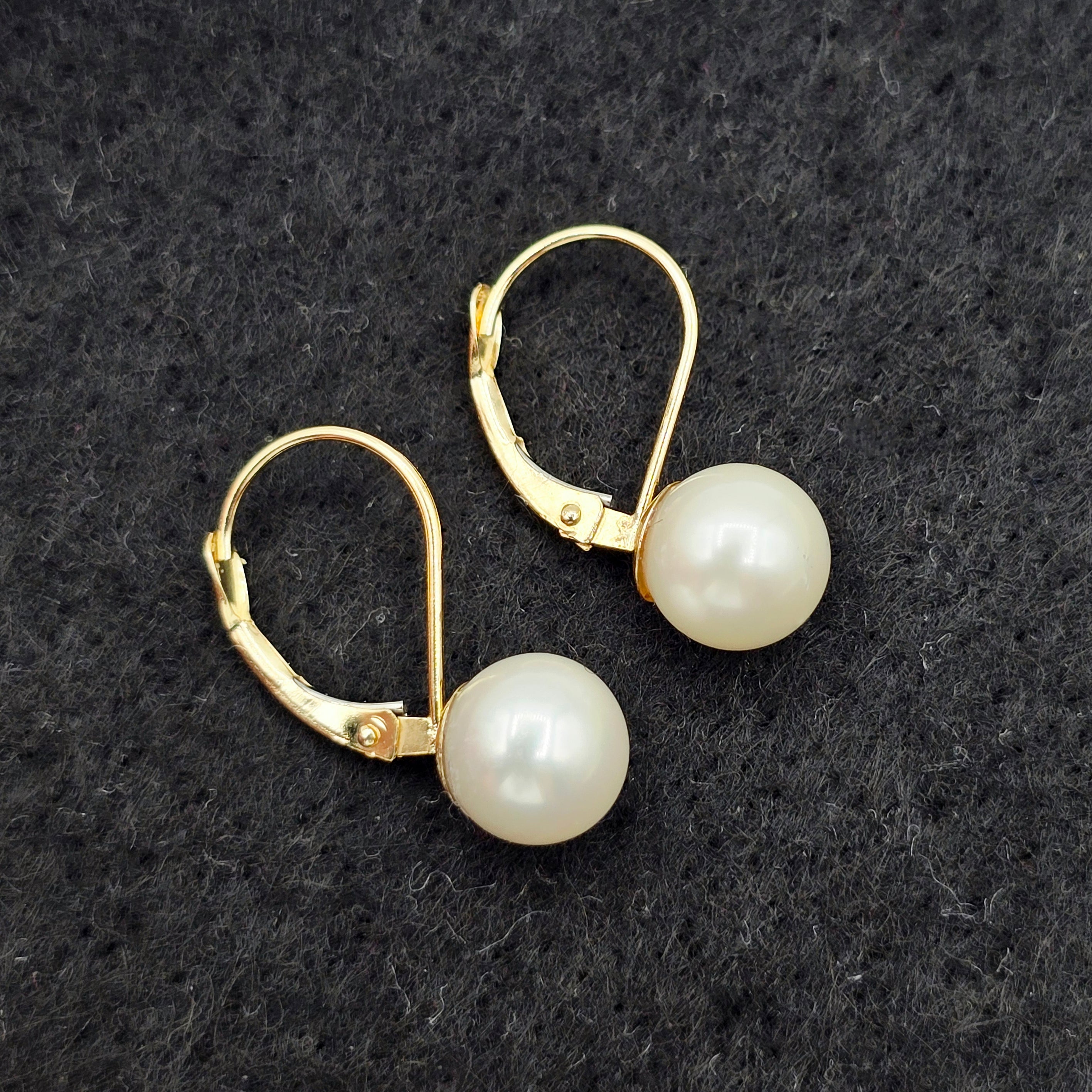 14K Solid Yellow Gold Cultured Freshwater Pearl Drop Earrings