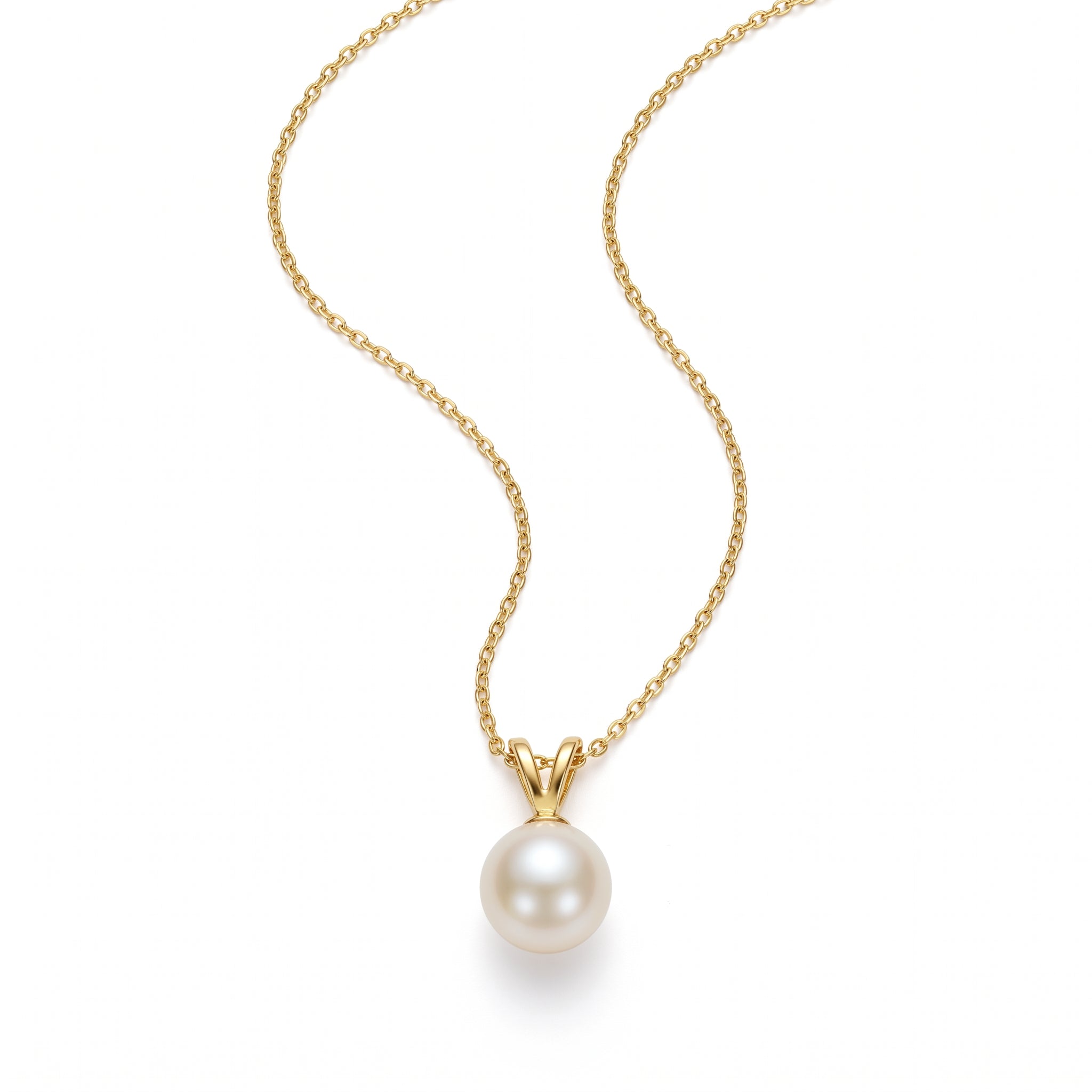 14K Solid Gold Cultured Pearl Pendant Necklace