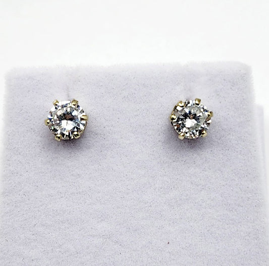 10K Yellow Gold Cubic Zirconia 5x5mm Earrings