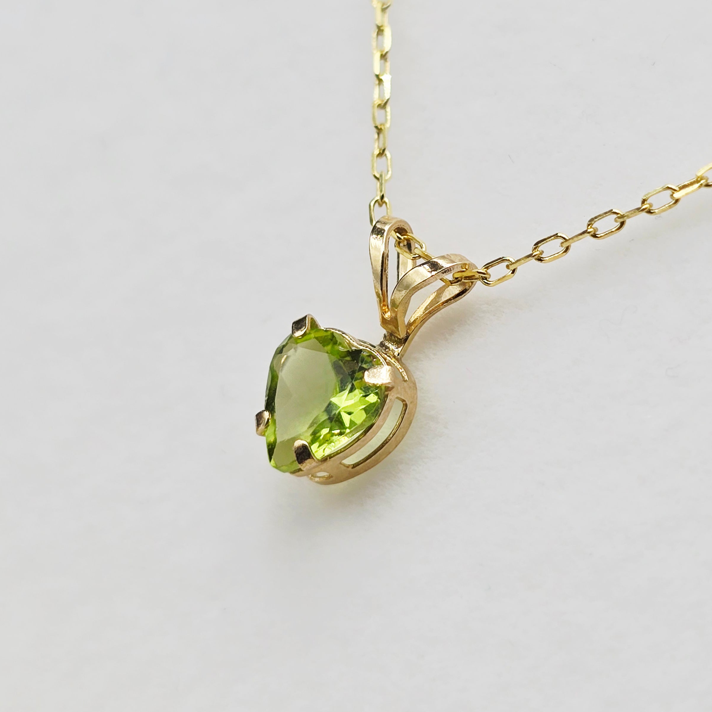 10K Yellow Gold Heart Peridot 6x6mm Pendant, Genuine Gemstone Necklace, August Birthstone Jewelry, Solid Gold Heart Necklace Gift for Her