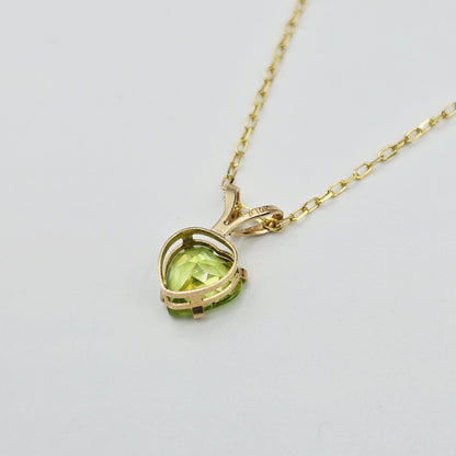 10K Yellow Gold Heart Peridot 6x6mm Pendant, Genuine Gemstone Necklace, August Birthstone Jewelry, Solid Gold Heart Necklace Gift for Her