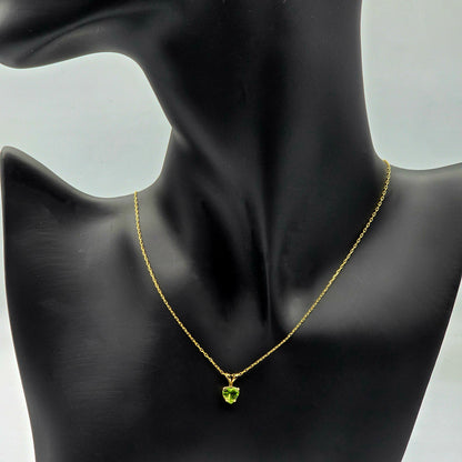10K Yellow Gold Heart Peridot 6x6mm Pendant, Genuine Gemstone Necklace, August Birthstone Jewelry, Solid Gold Heart Necklace Gift for Her