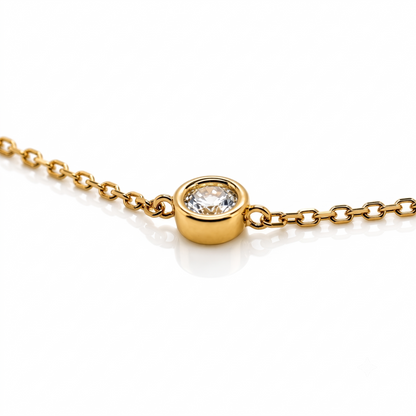 10K Yellow Gold Cubic Zirconia Bezel Bracelet for Women, 3-Stone, Adjustable 6.5–7.5 in
