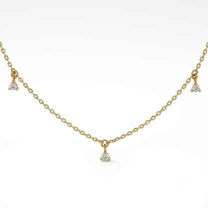 10K Yellow Gold Cubic Zirconia Multi-Drop Necklace for Women