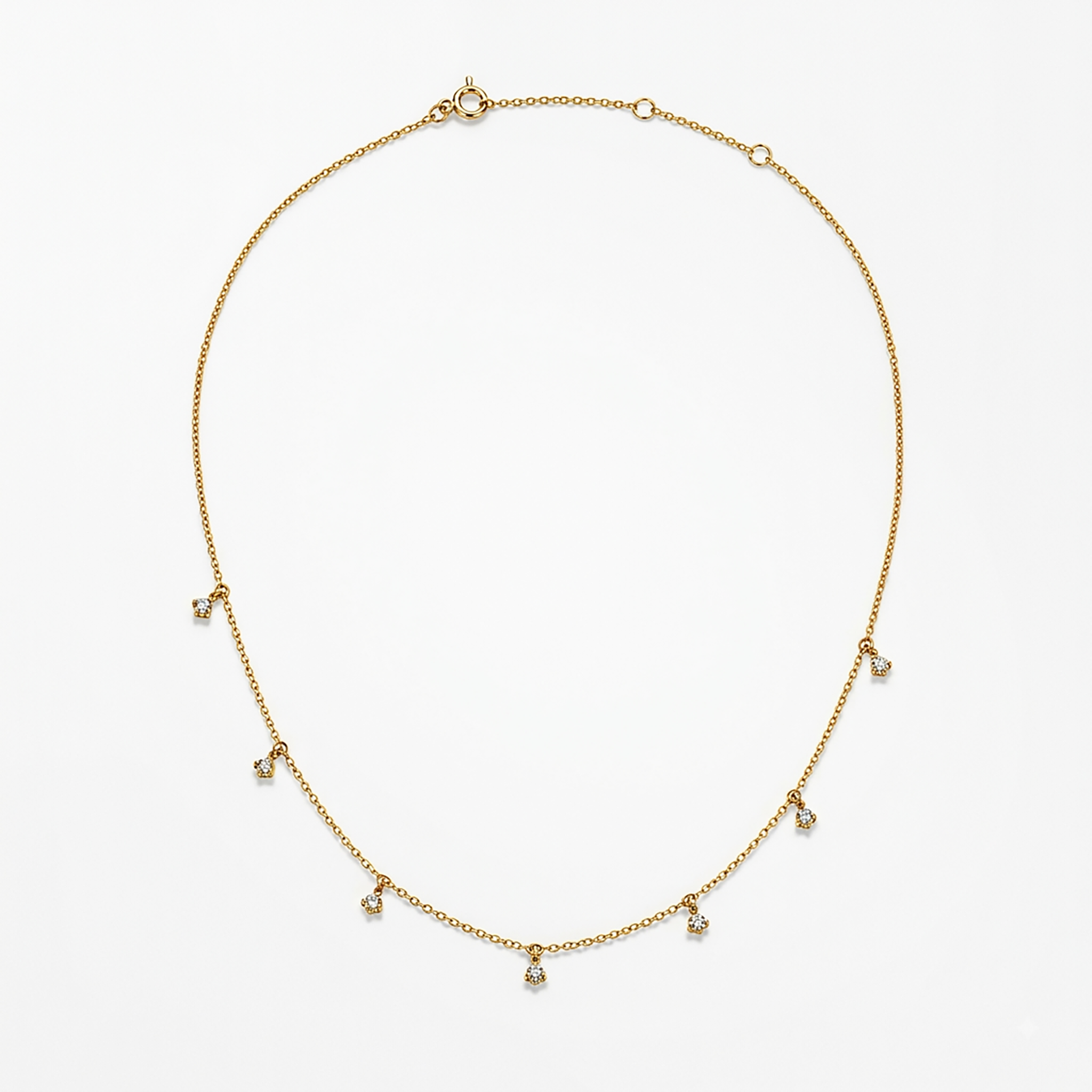 10K Yellow Gold Cubic Zirconia Multi-Drop Necklace for Women