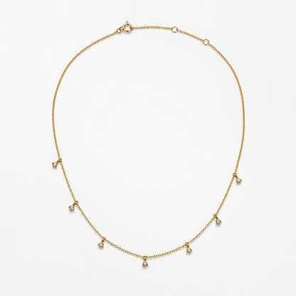 10K Yellow Gold Cubic Zirconia Multi-Drop Necklace for Women