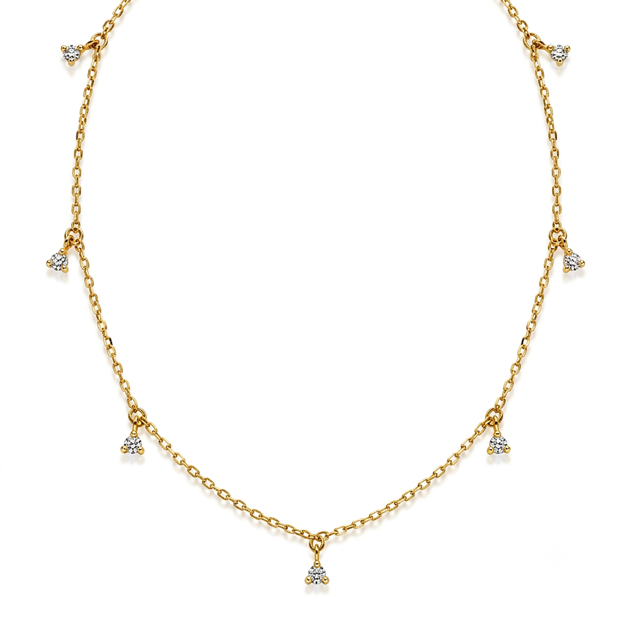 10K Yellow Gold Cubic Zirconia Multi-Drop Necklace for Women