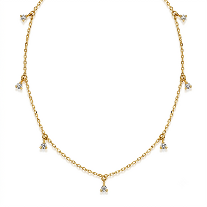 10K Yellow Gold Cubic Zirconia Multi-Drop Necklace for Women