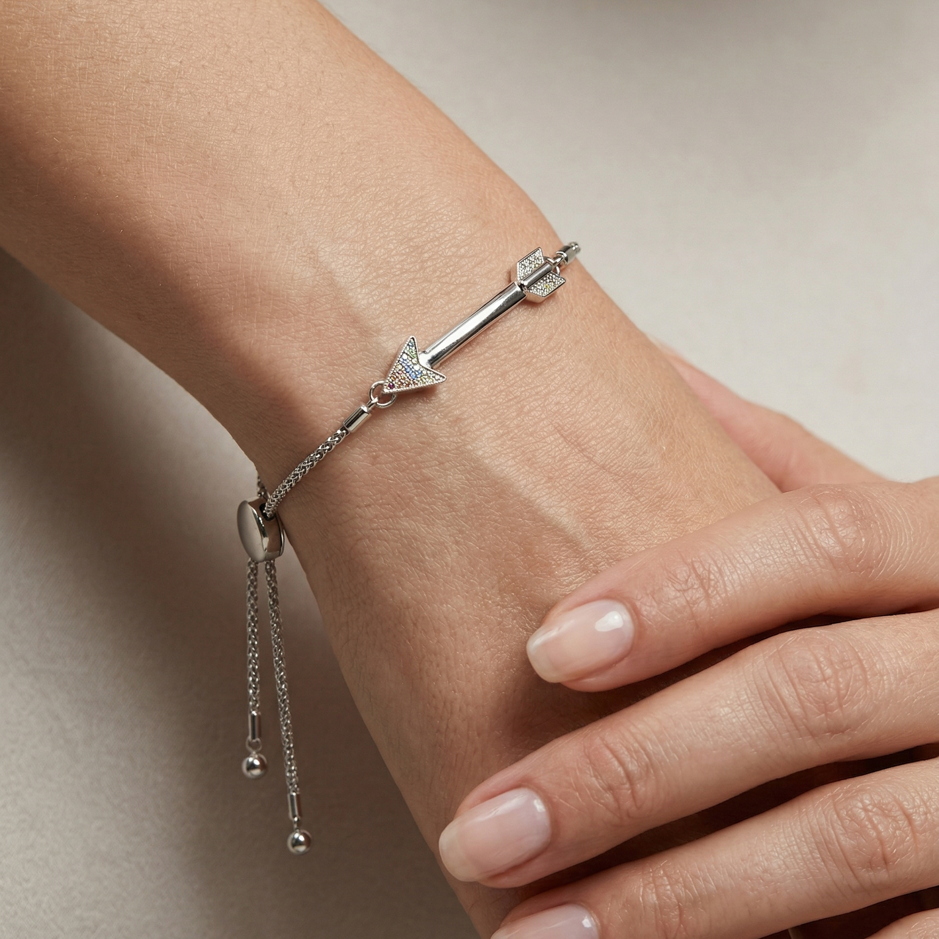 Diamond Bracelet | 925 Silver Bolo Style Bracelet with Diamonds 0.03ct