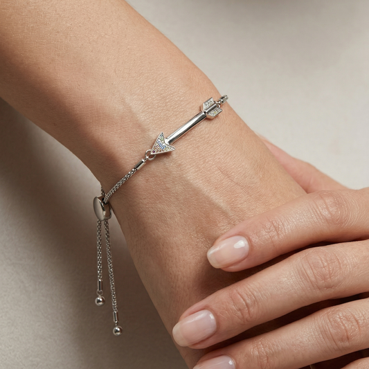 Diamond Bracelet | 925 Silver Bolo Style Bracelet with Diamonds 0.03ct