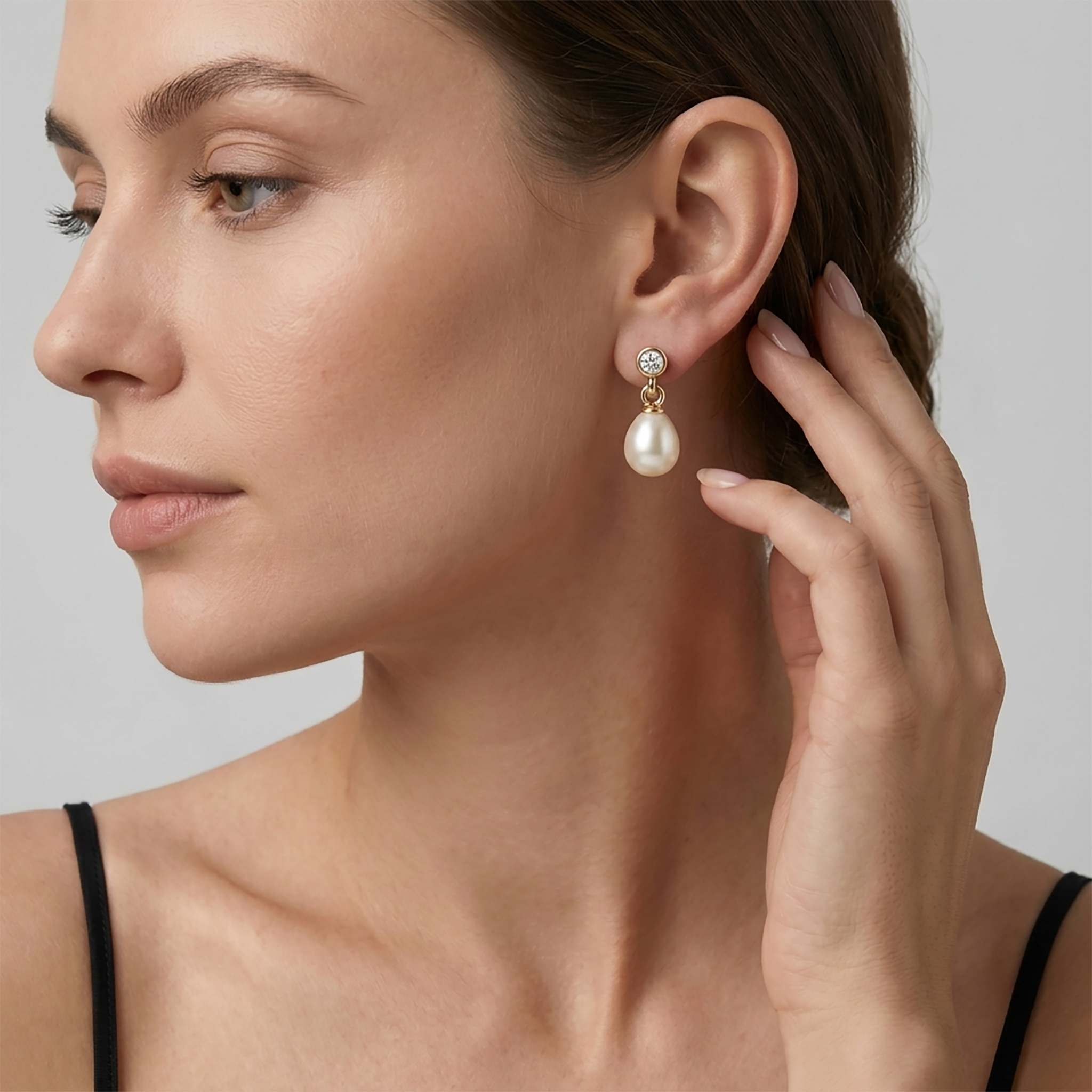 925 Sterling Silver Gold Vermeil Freshwater Pearl Drop Stud Earrings