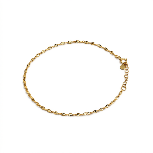 925 Sterling Silver Gold Vermeil Fancy Chain Anklet