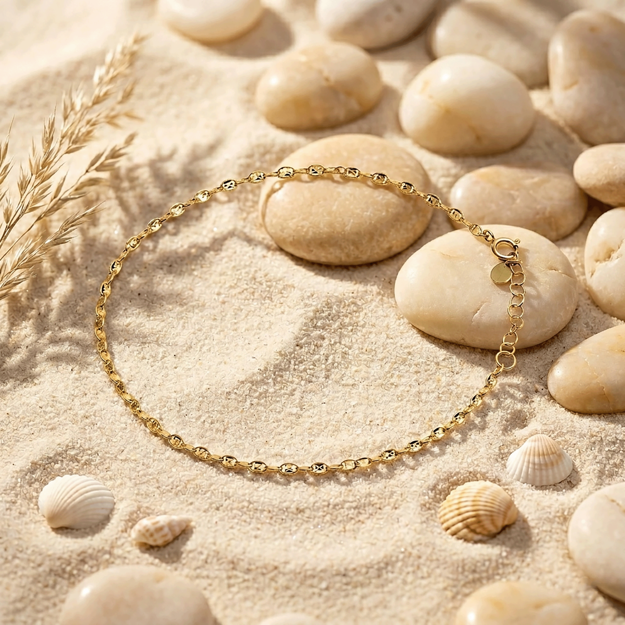 925 Sterling Silver Gold Vermeil Fancy Chain Anklet