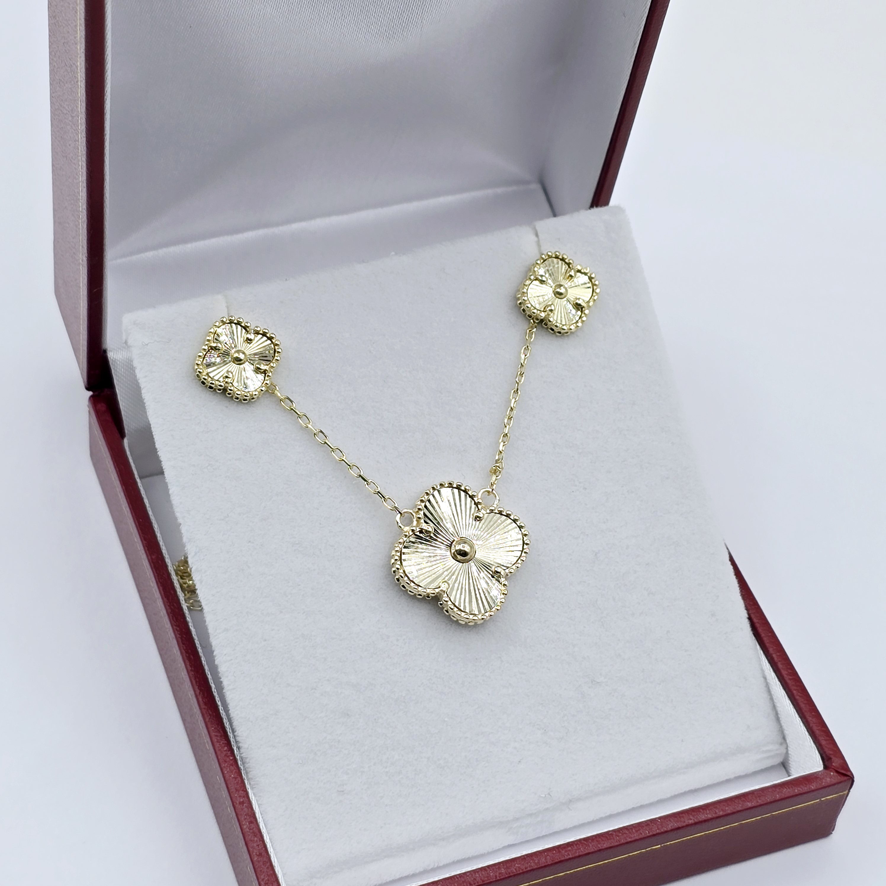 10K Yellow Gold Set of Earrings and Necklace For Women