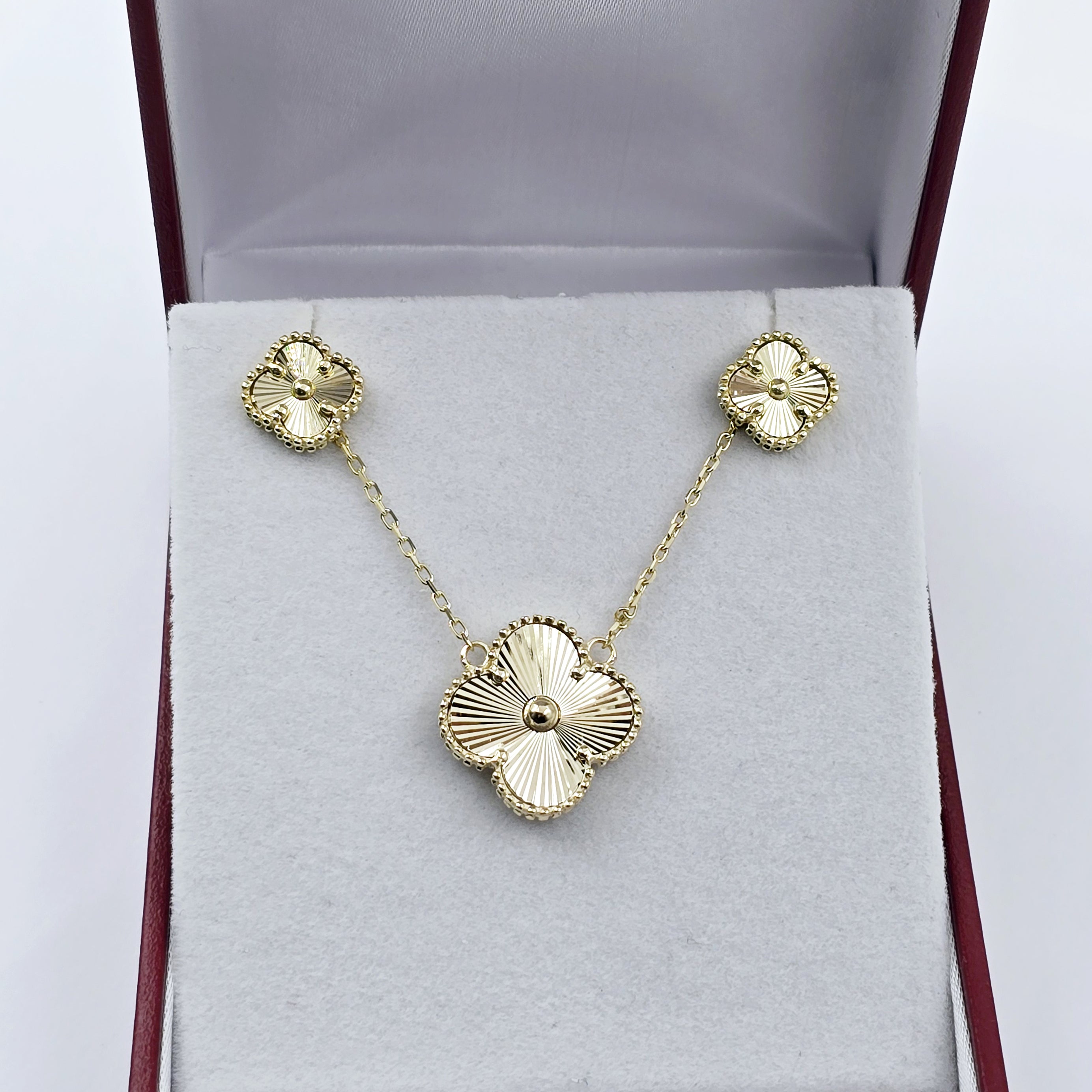 10K Yellow Gold Set of Earrings and Necklace For Women